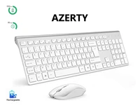 france layout wireless keyboard and mouse combo full size slim thin with numeric azertyu keypad with with built in battery