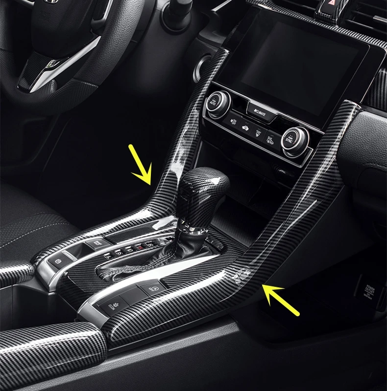 

Fit for Honda Civic 10th Gen 2016-2020 Car Accessories Interior Decoration ABS Carbon Center Console Shifter Sticker Cover 2pcs
