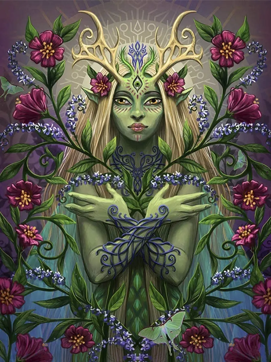 

Goddess Gaia DIY 5D Diamond Painting Kits for Adults, Painting Cross Stitch Round Full Drill Crystal Rhinestone Embroidery