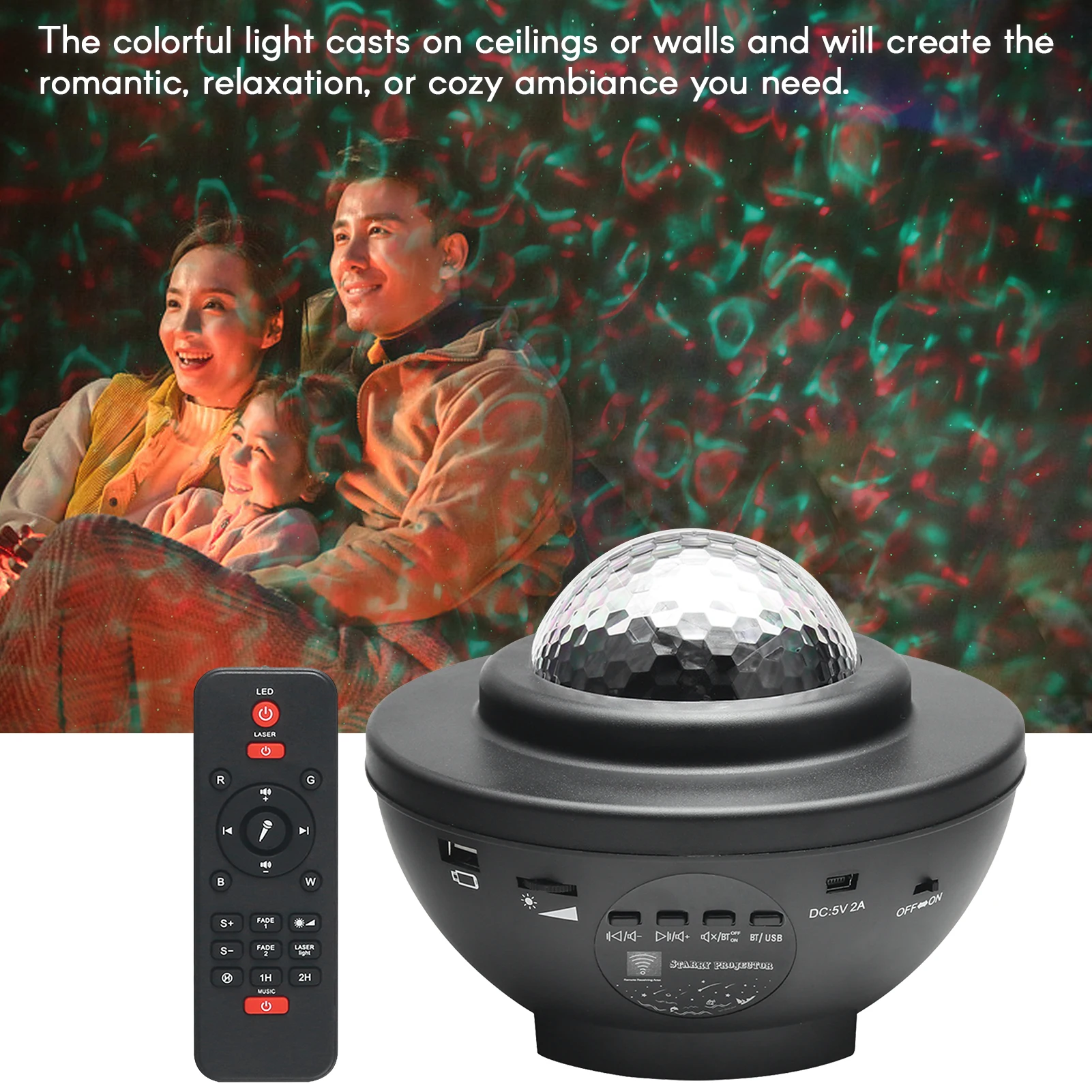 

Star Projector Night Light Projector with LED Ocean Wave Projector Bluetooth Music Speaker for Baby Night Light Ambiance