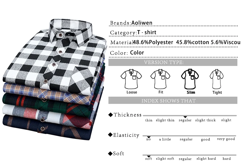 

Aoliwen brand men Yellow black Plaid Brushed Long Sleeve Shirt pocket Spring casual men's shirts flannel cotton soft fit