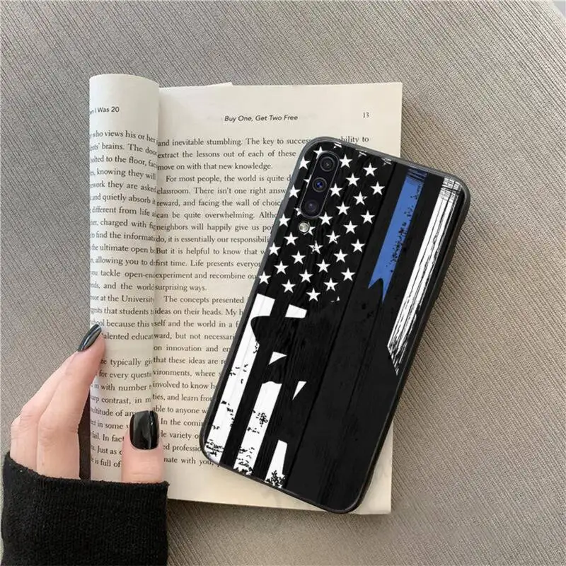 

Police Styled Blue Line American Flag Phone Case For Samsung galaxy S 9 10 20 A 10 21 30 31 40 50 51 71 s note 20 j 4 2018 plus