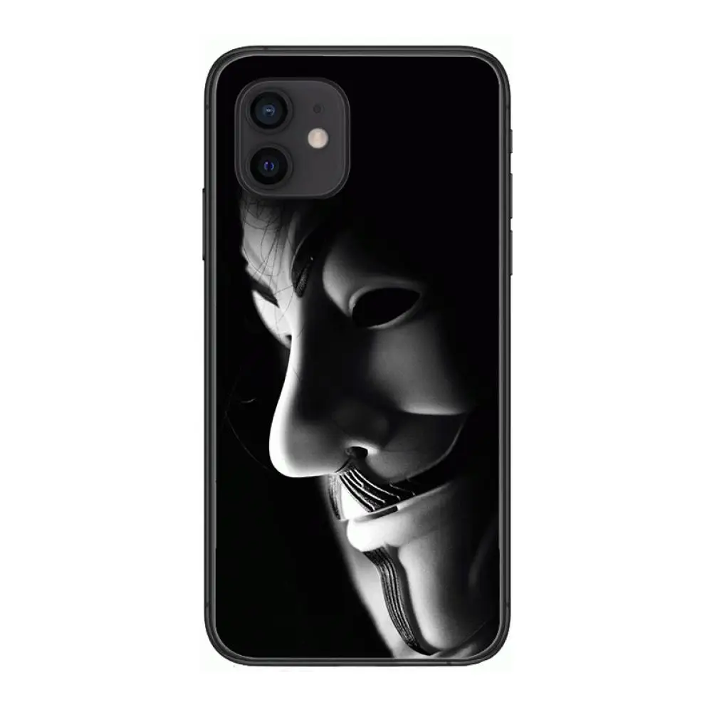 

Black V for Vendetta Style Phone Case cover For iphone 12 pro max 11 8 7 6 s XR PLUS X XS SE 2020 mini black cell shell