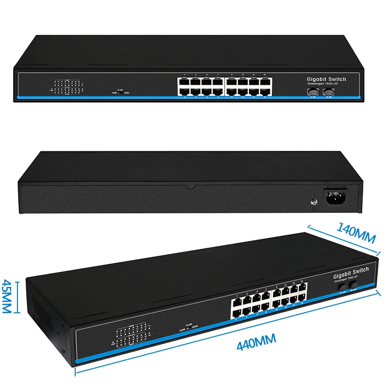 16 Port 24 port RJ45 Gigabit Ethernet switch lan ethernet with 2 gigabit SFP for ip camera AP wireless | Компьютеры и офис