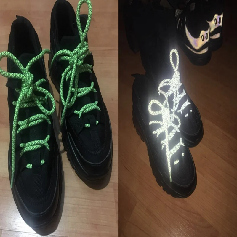 3M Reflective Shoelaces for Sneakers Luminous Shoelace Woman Man Casual Boot Shoe Lace Round Shoe Laces Shoes Accessories 1Pair