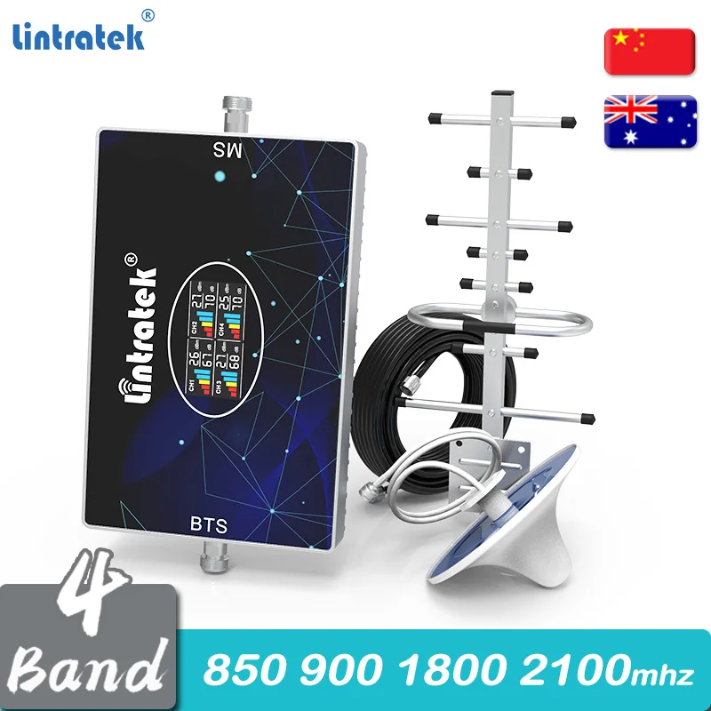 

Lintratek LTE 4G Signal Booster CDMA 850 GSM 900 DCS 1800 WCDMA 2100 Cellular Amplifier Vioce Data Mobile Phone Repeater Set