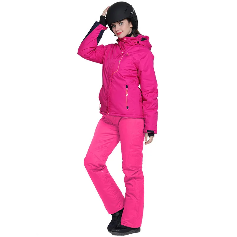 38 Pink Лыжная одежда Женская Толстая Теплая Толстовка Куртки Комбинезоны женские лыжные костюмы Спортивная Сноубординг женская одежда зимняя одежда - Цвет: 38 Pink