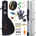 Рыболовная катушка для спиннинга Sougayilang, 1,8-2,4 м, с наживкой, леской и сумкой для переноски, для путешествий и рыбалки на открытом воздухе