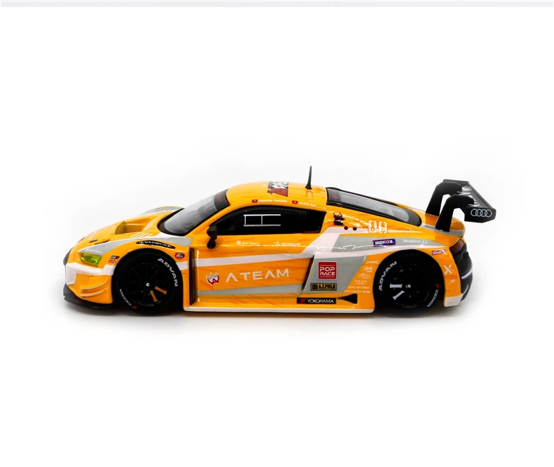 

POPRACE 1:64 R8 LMS EVA RT PROTO TYPE-00 X Works R8 Yellow Diecast Model Car