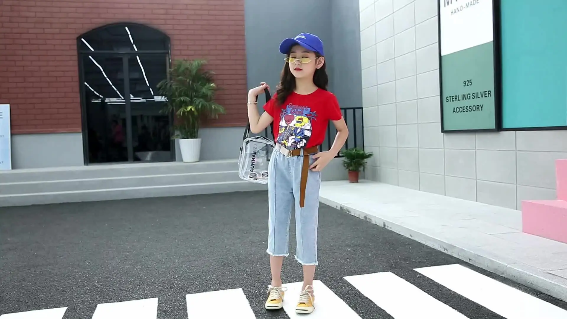 2 шт. летние джинсовые брюки Капри|Комплекты одежды для девочек| |