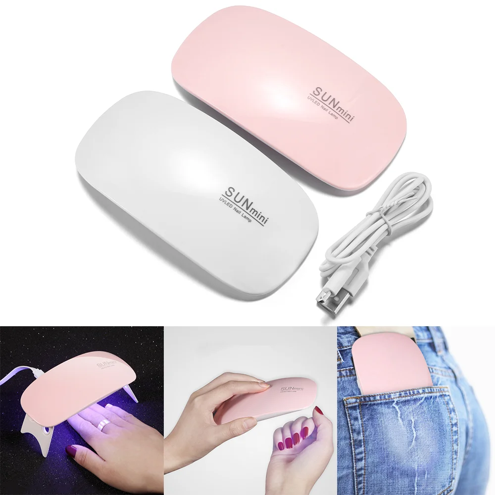 

6W 6LED Mini UV Dryer Portable UV Resin Curing Lamp 45s 60s Timer Nail Art Manicure Gel Dryer USB Charge Jewerly Making Tools