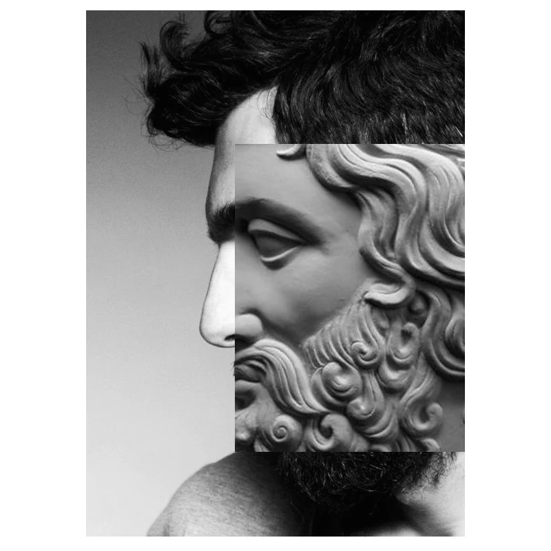 

Creative Black White Joint David Statue Wall Art Canvas Painting Abstract Artwork Posters Prints Art For Living Room Home Decor