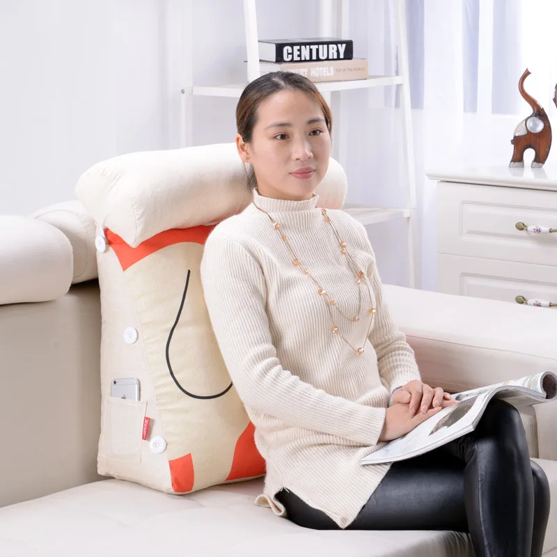 Cotton Linen Triangular Backrest Cushion for Sofa Cushions Bed Rest Pillow Back Support Large Size Throw 50c055 | Дом и сад
