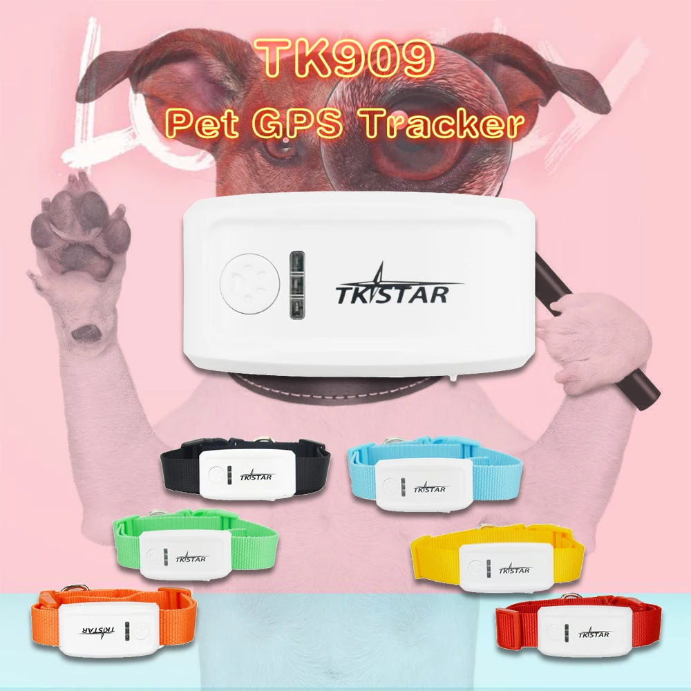 TKSTAR мини домашнее животное gps трекер ожерелье GSM GPRS TK909 в режиме реального времени