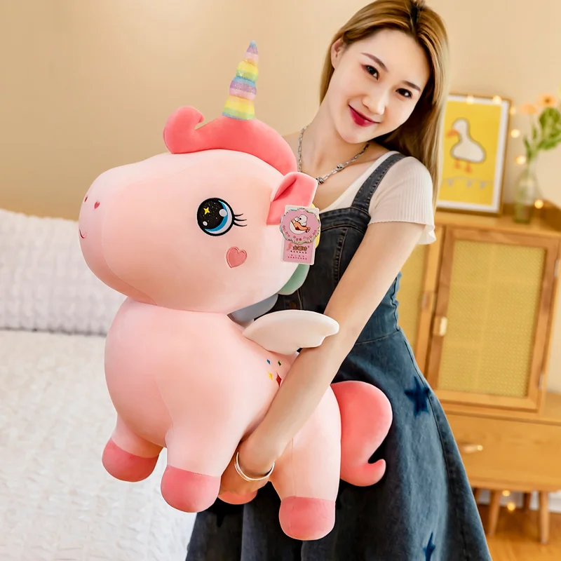 

Kawaii 30/40/50 см, Мультяшные Плюшевые Зверушки, супер мягкая Летающая лошадь, игрушки Huggable, единорог, игрушки для детей, подарок на день рождения