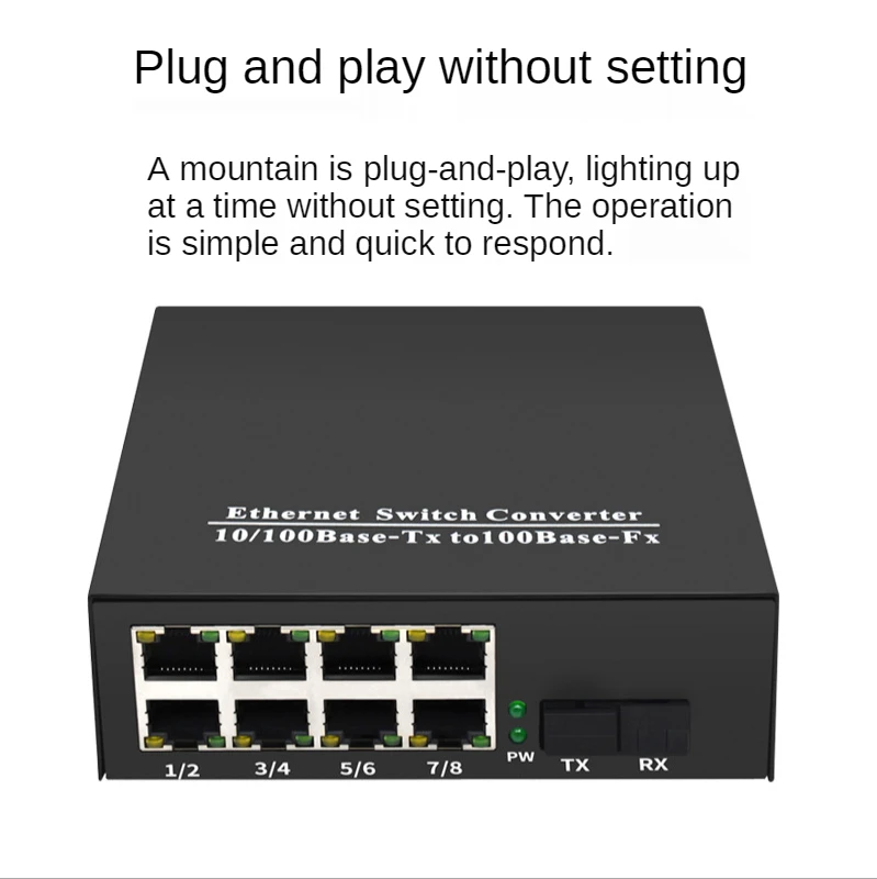 1 PC Ethhernet Switch Converter 100Mb Transceiver Single Mode Single Fiber Converter Photoelectric Transceiver Gift Power Supply