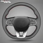 Блестящие пшеницы ручной работы кожаный чехол рулевого колеса автомобиля для Hyundai Santa Fe 2019-2020 частокол ограда палисадник сетка 2020