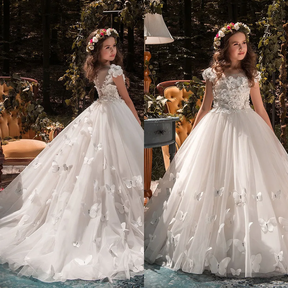 

Flower Girl Dresses Tulle Beading Appliqued Pageant Dresses For Girls First Communion Dresses Kids Prom Dresses Primera Comunion