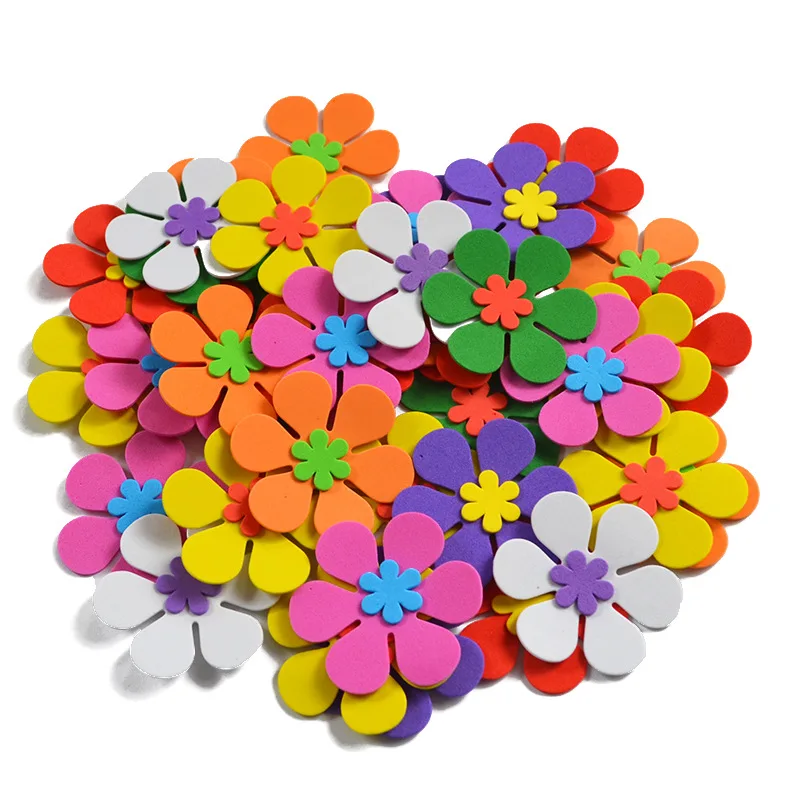 80/120PCS Foam Flower Sticker For Kids Children DIY Toys Hand Craft Art Kindergarten Home Decoration