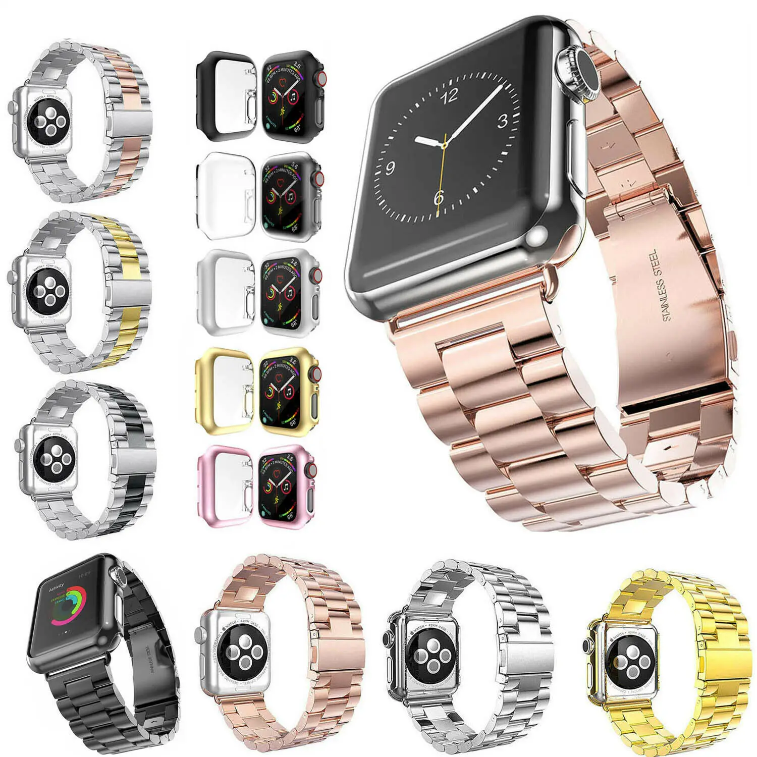 Браслет из нержавеющей стали 316L для Apple Watch Band Series 5 4 44 мм 40 мм|Ремешки часов| |