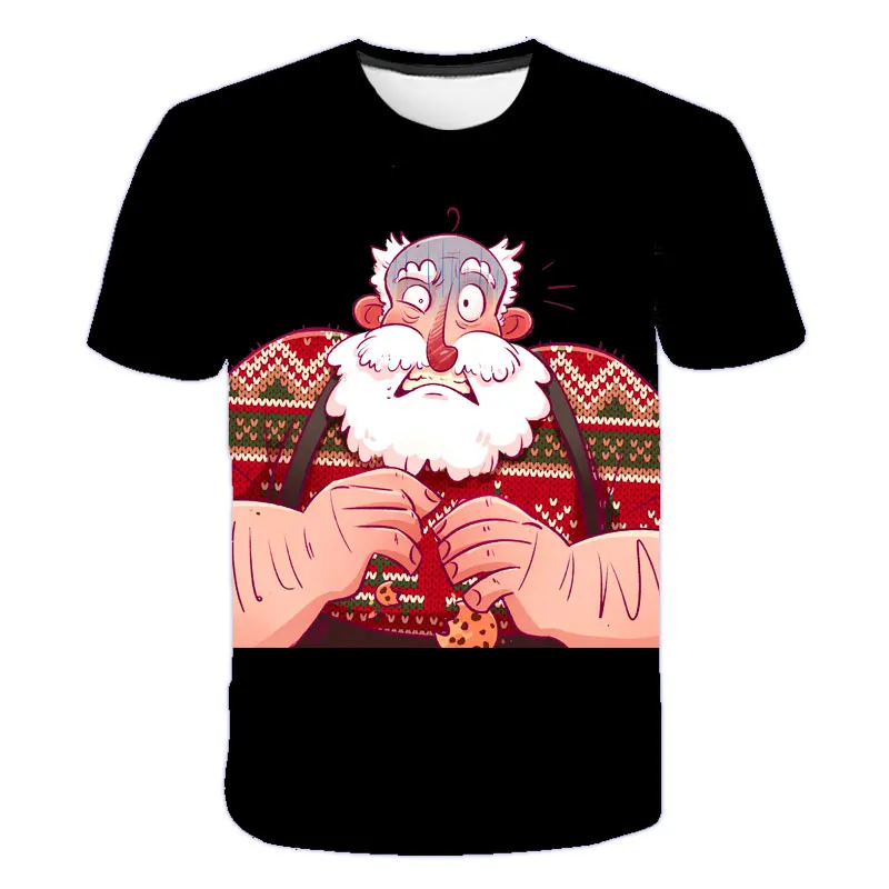 

2020 christmas t shirts Santa Claus oversize tshirt 6-19 Y boys girls t shirt 3d print Funny New Year Clothes 6T-5XL
