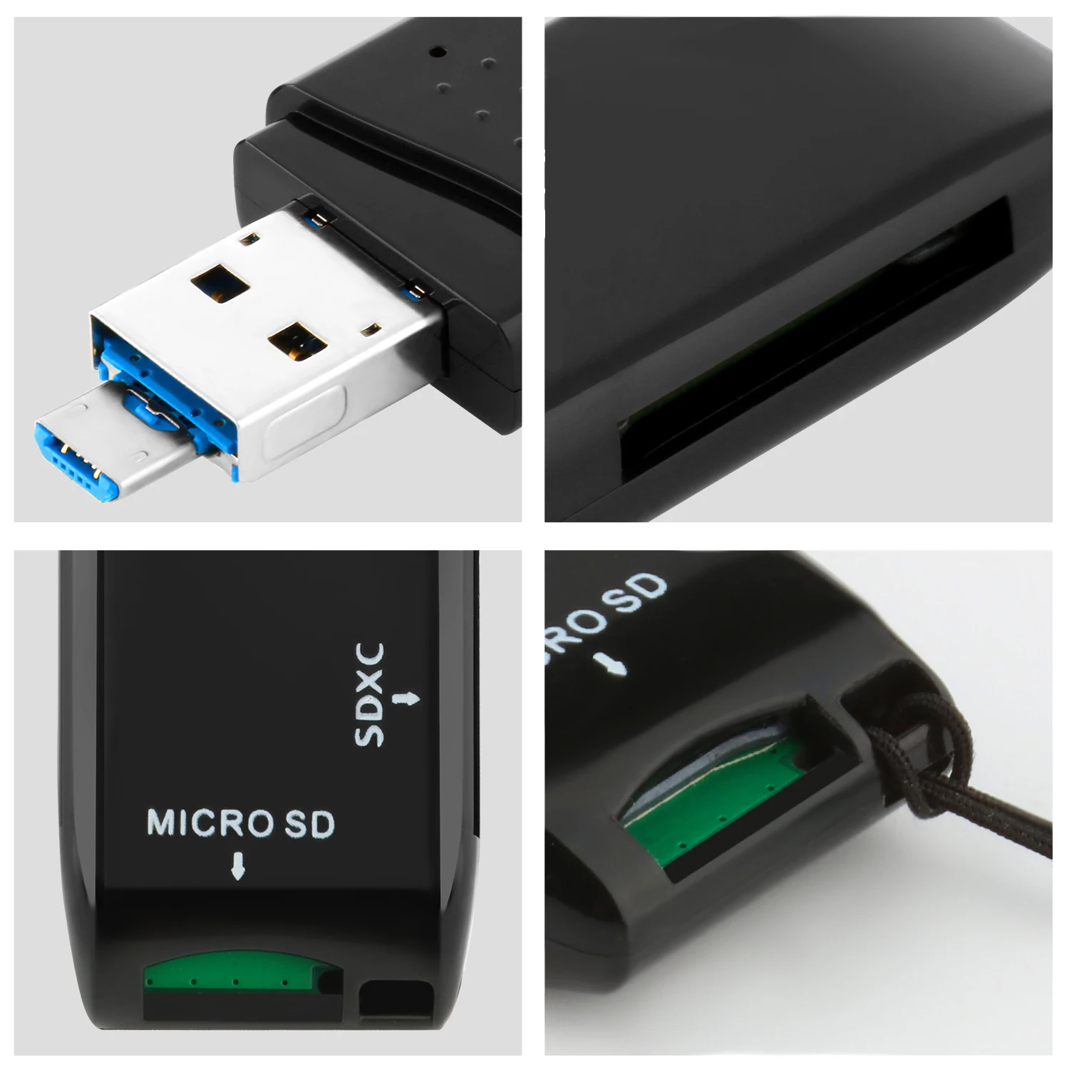 Rocketek usb 3,0 мульти 2 в 1 памяти otg телефон кард-ридер 5 Гбит/с адаптер для SD/TF micro SD для ПК компьютер ноутбук аксессуары