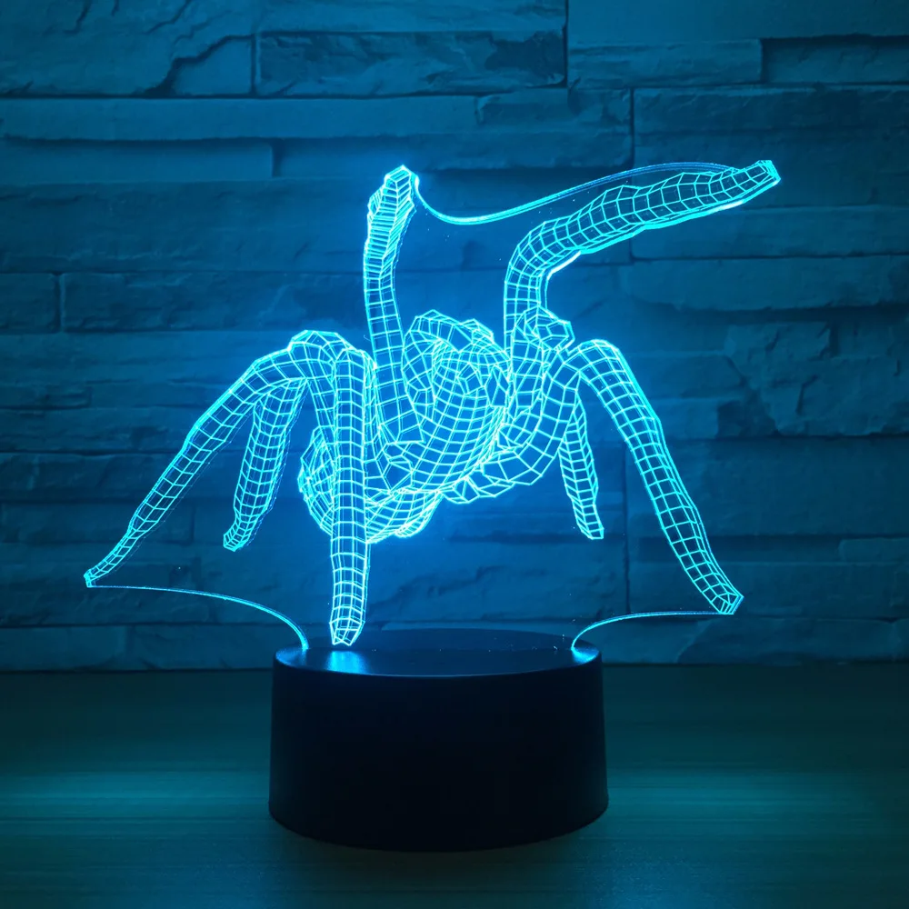 

Spider Acrylic 3d Lamp LED Night Light Touch Remote Control Desk Table Lamp 7 Color Changing Bedroom Decoration Drop Shipping
