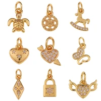 2pcs gold plated heart charms animal rhinestone pendants for diy jewelry making butterfly necklace earrings bracelet accessories