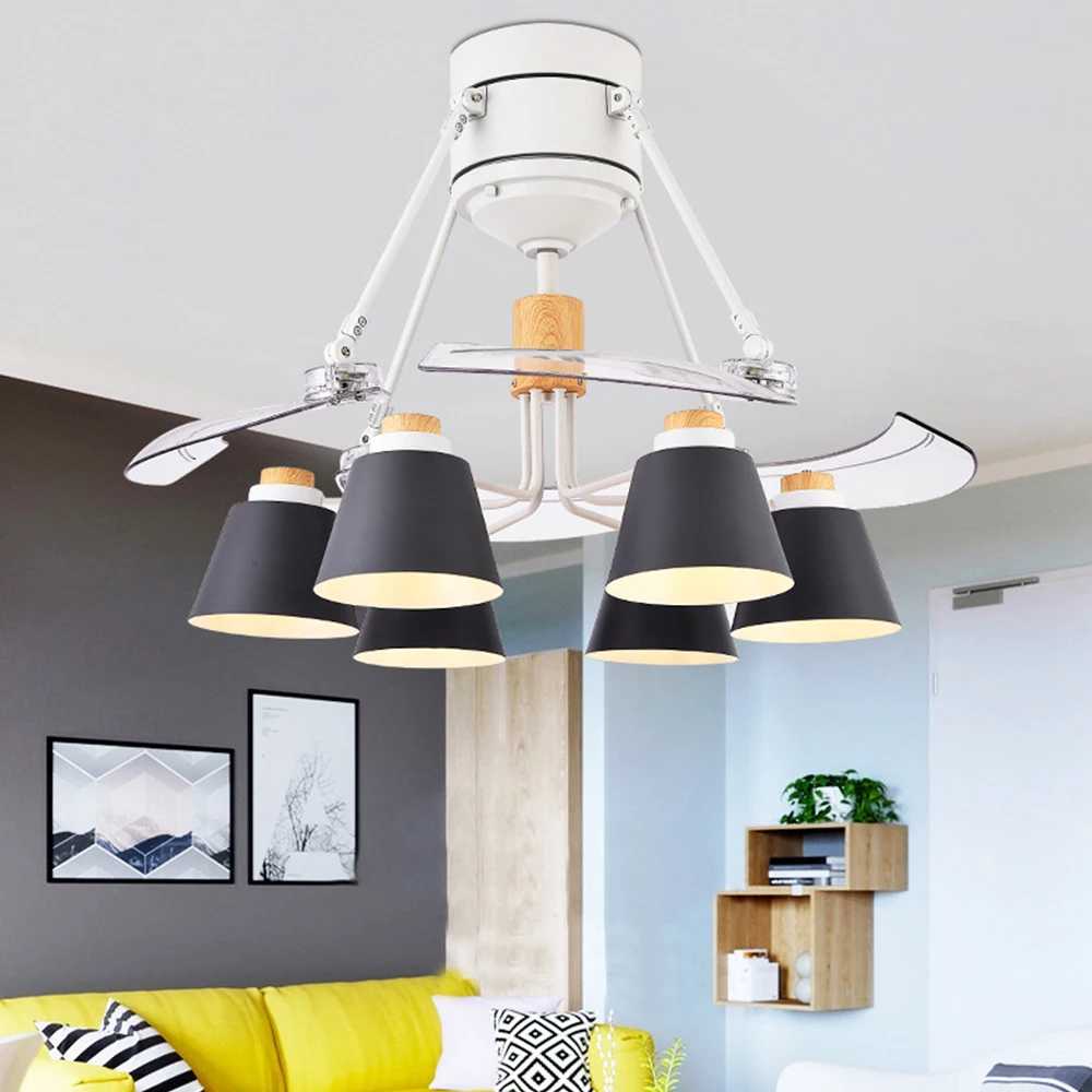 Макарон 48 дюймов потолочный вентилятор с светильник Невидимый Mute затемняя