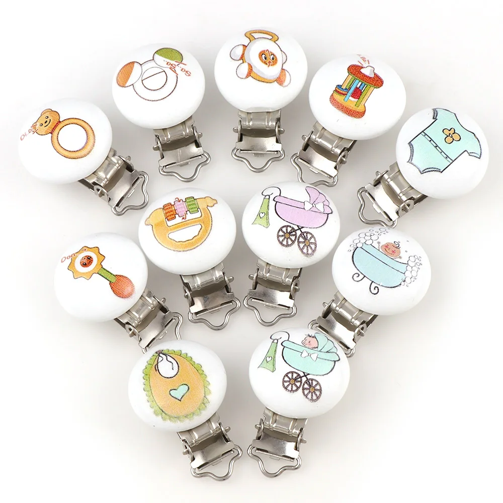 Недорогие деревянные держатели для соски пустышки в виде медведя 5 шт. с