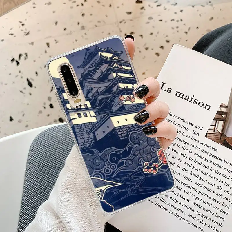 

Phone Case Transparent for Huawei P20 P30 P40 lite pro P smart 2019 honor 8x 10i Japanese style Art Japan
