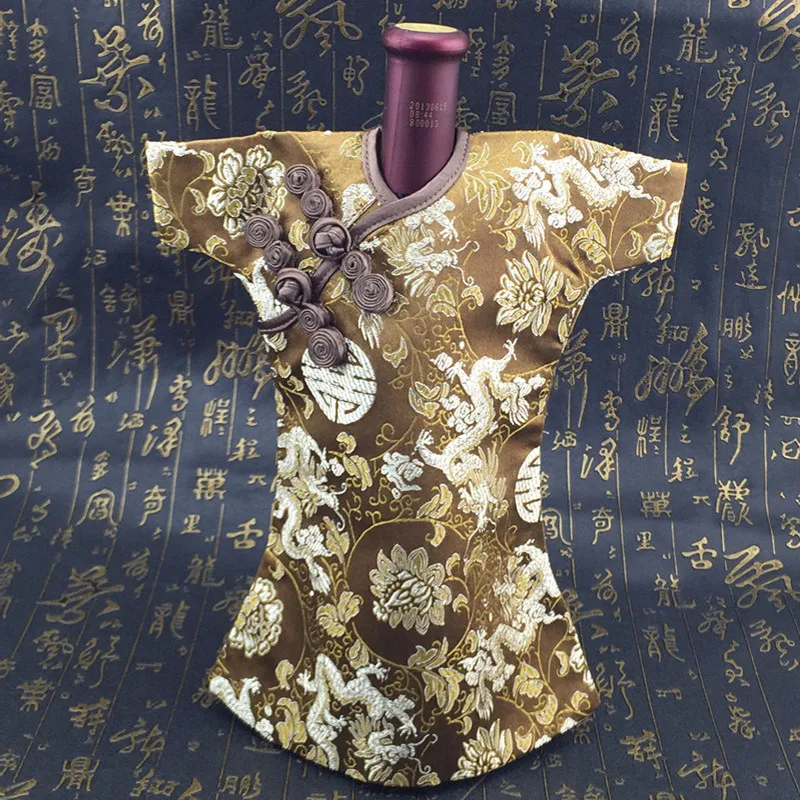 5 шт. классическое Ципао китайская шелковая парча сумка для винных бутылок чехлы