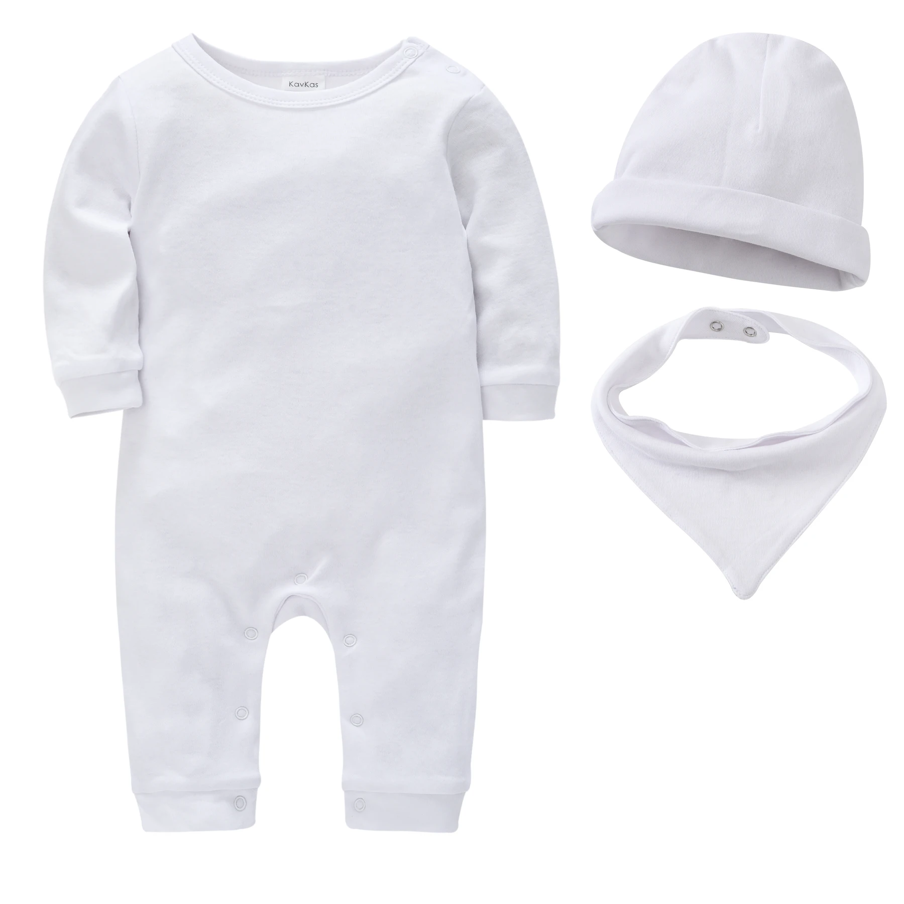 

2020 Newborn Baby Rompers Bibs Hats Jumpsuit Long Sleeve 100% Cotton Pajamas 0-18M Infant Boys Onesies One Piece Toddler Girl