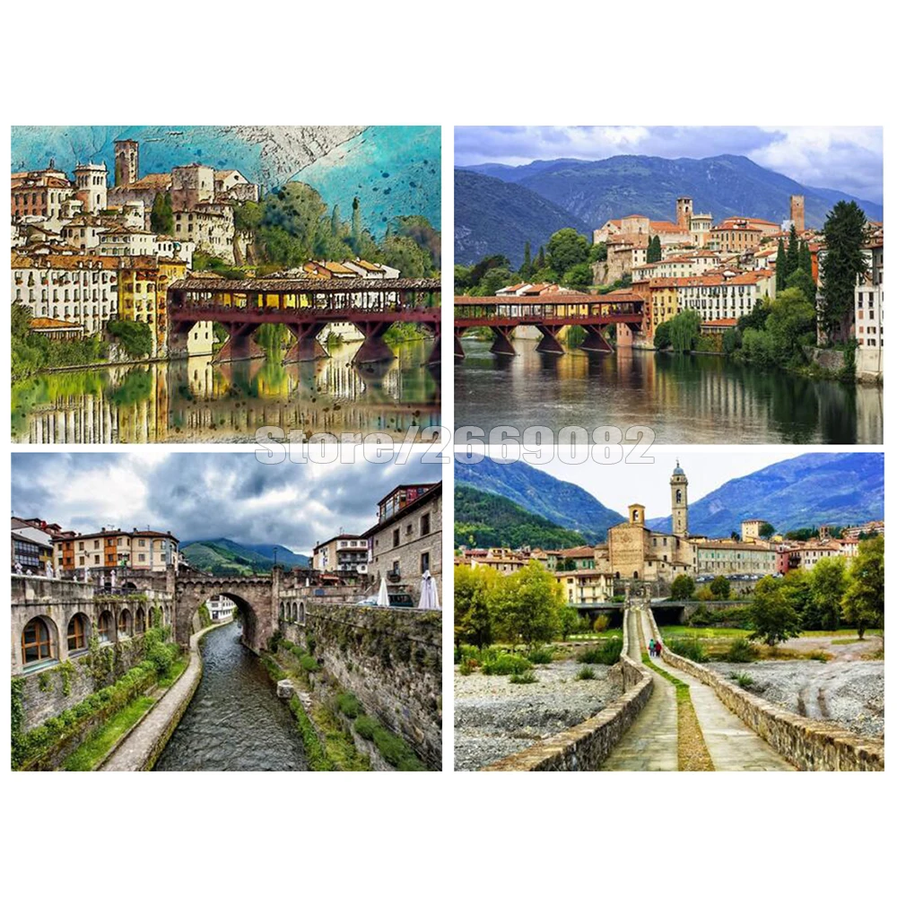 

5d diamond painting full diamond square bridge home decoration accessories rhinestone landscape picture christmas gift TT1532