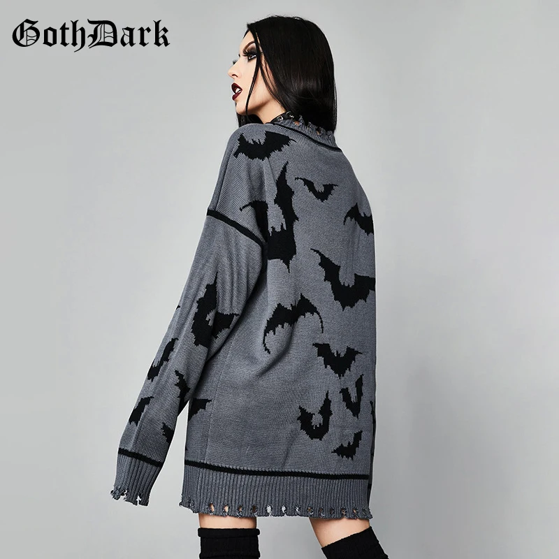 Женский свитер с графическим принтом Goth Dark готический Свободный пуловер длинным