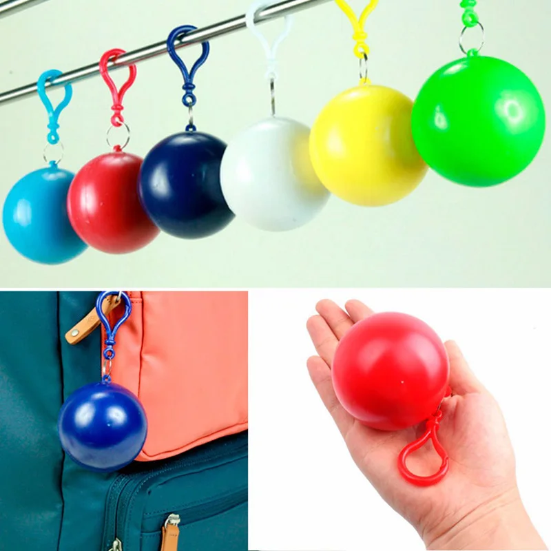 

5Pcs Raincoat Ball Disposable Emergency Raincoats Colorful Rain Poncho with Hook Portable Storage Ball YS-BUY