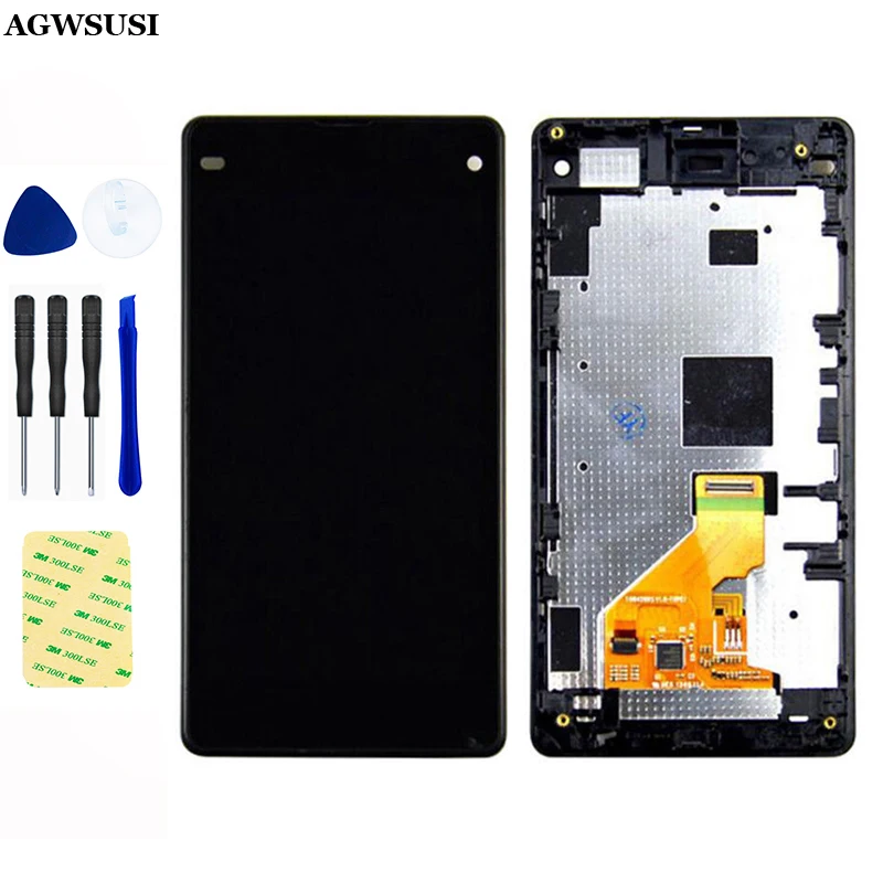 For Sony Xperia Z1 Compact D5503 Z1 mini Touch Screen Digitizer Sensor Glass + LCD Display Monitor Module Panel Assembly + Frame