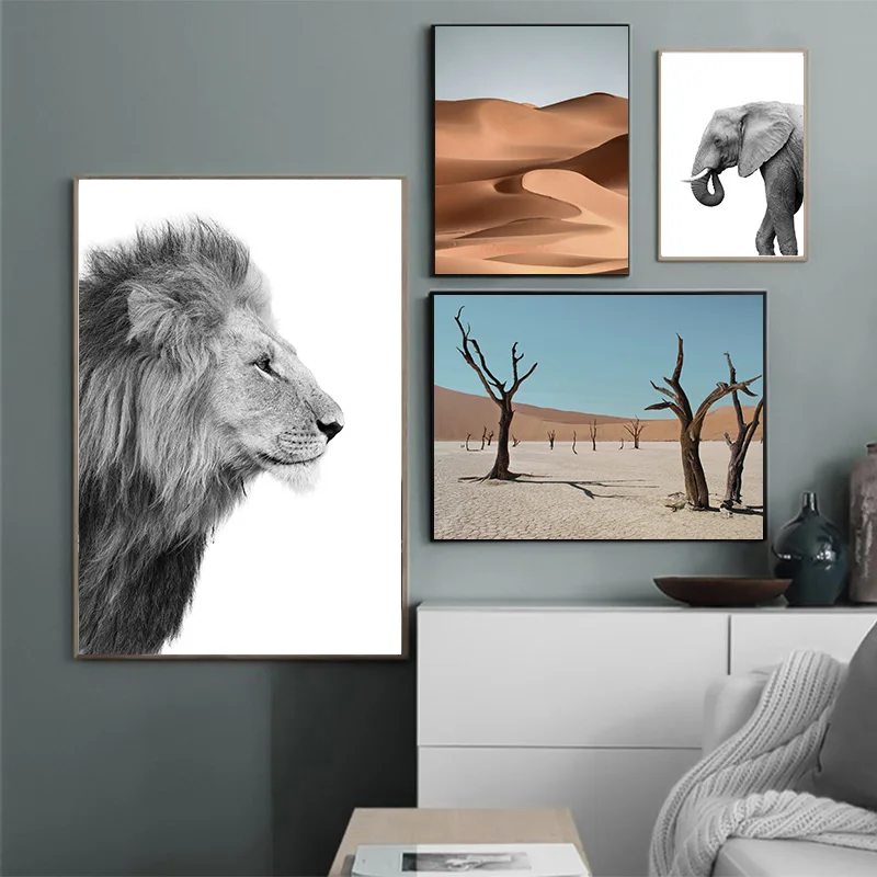 Скандинавские Африканские животные и картины с природным ландшафтом