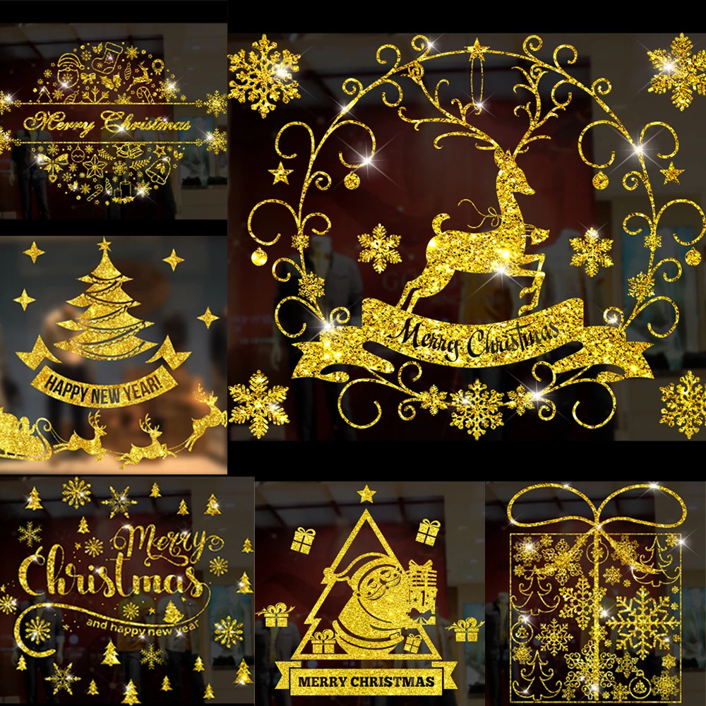 Рождественские статические наклейки на окна Рождественское украшение обои