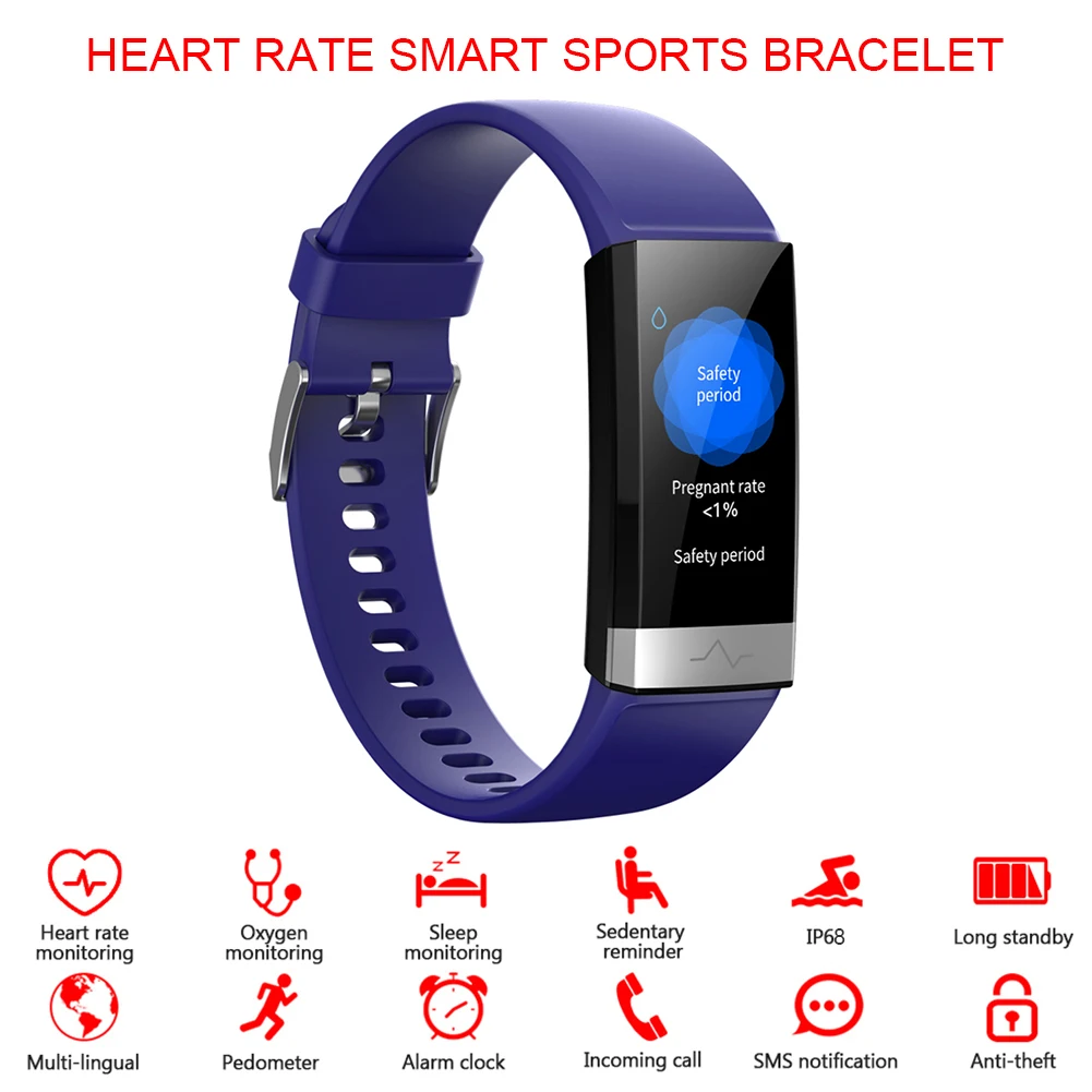 

V19 Smart Band ECG PPG Heart Rate Monitor Waterproof Fitness Tracker Blue