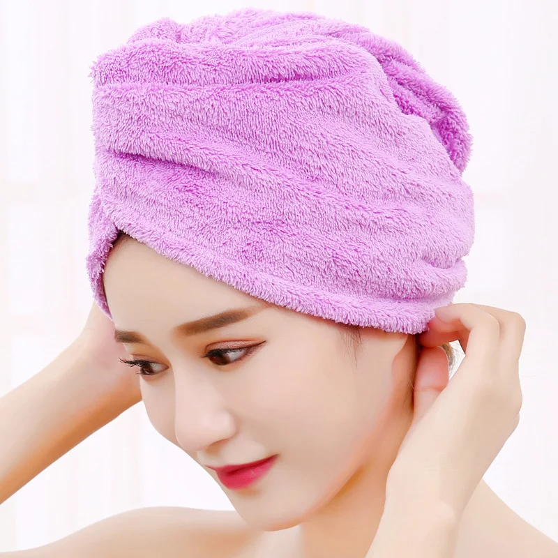 

Coral Velvet Hair Drying Hat Quick-dry Bath Towel Cap Absorption Microfibre Towel Cap Soft Solid Color Hair Dry Cap Bathing Tool