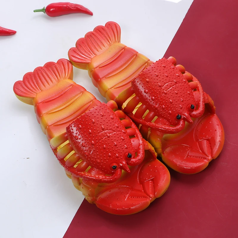 Unisex Beach Slippers Women Family Funny Lobster Slippers Girl Summer Shoes 2022 Runway Shoes Women's Slides