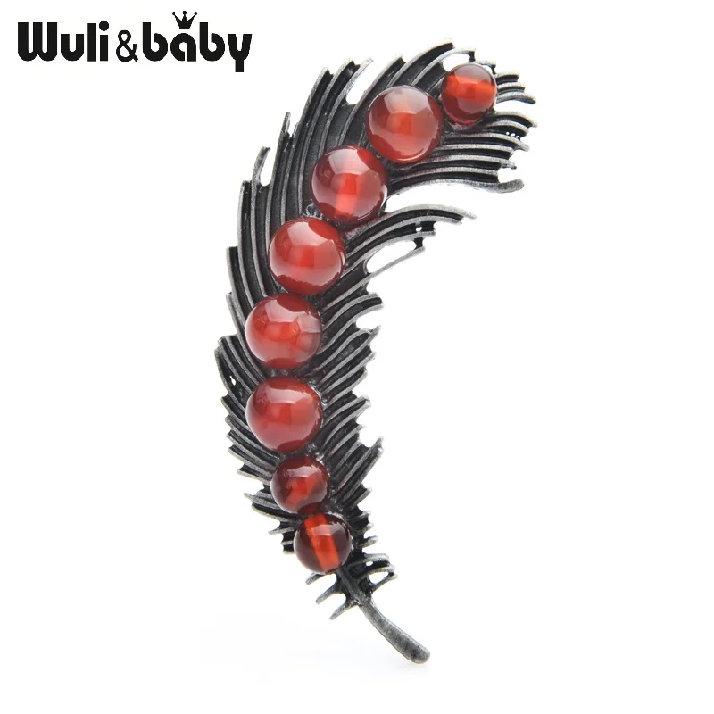 От \ T Wuli & baby красный зеленый камень листьев Броши Для женщин Банкетная