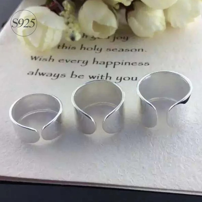 

Women Men Punk Real. 925 Sterling-Silver-Jewelry Geometric High Polished Band Wide Long Ring for Cocktail adjustable GTLJ892