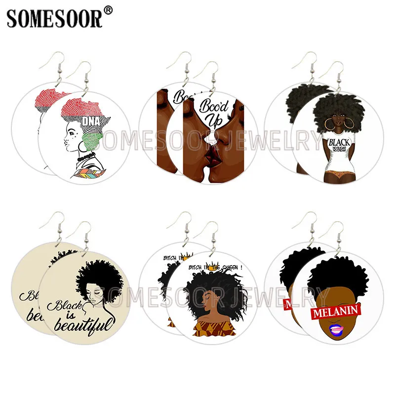 Черные красивые деревянные серьги подвески SOMESOOR без сахара крема африканские