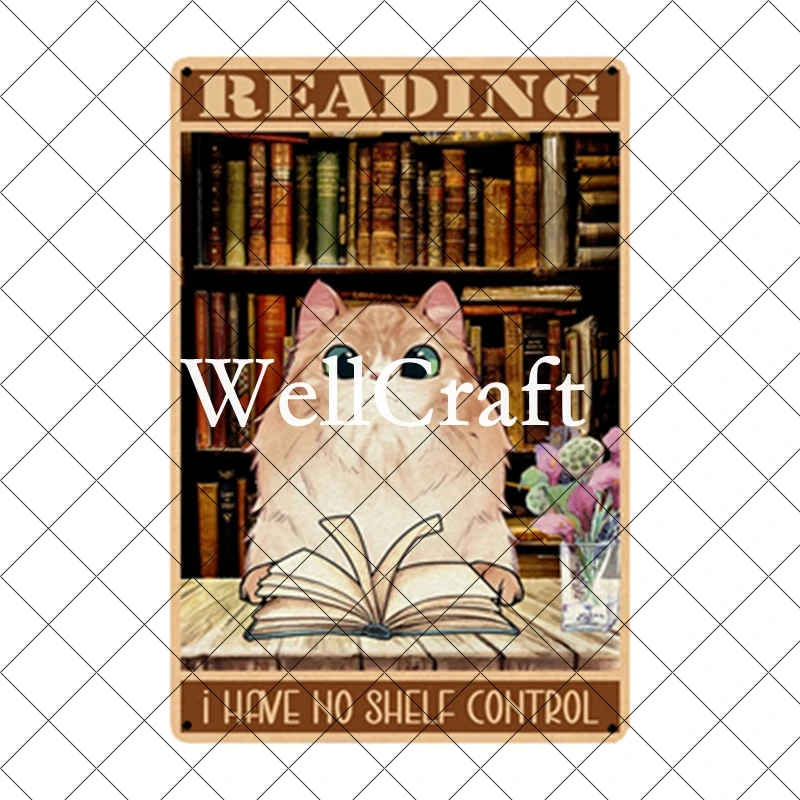 

[ WellCraft ] Cute Cat Metal Signs Posters Vintage Wall Plaque Custom Pub Decor WX-23