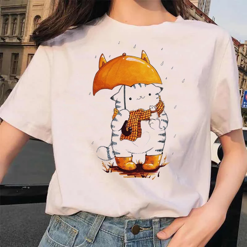 

Женские футболки для девочек размера плюс с принтом с изображением животных, котов; Летняя дышащая удобная футболка с короткими рукавами и ...