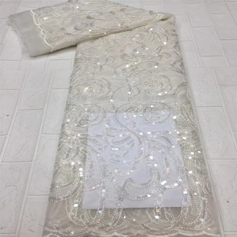 

Sequin Lace Fabric African Sequence Lace Embroidery Elegant Nigerian Mesh Lace Fabric Latest Design Sequins Net Lace