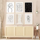 Картина на холсте целующиеся пары с одной линией, Минималистичная линия, настенные картины, современный плакат, домашний декор