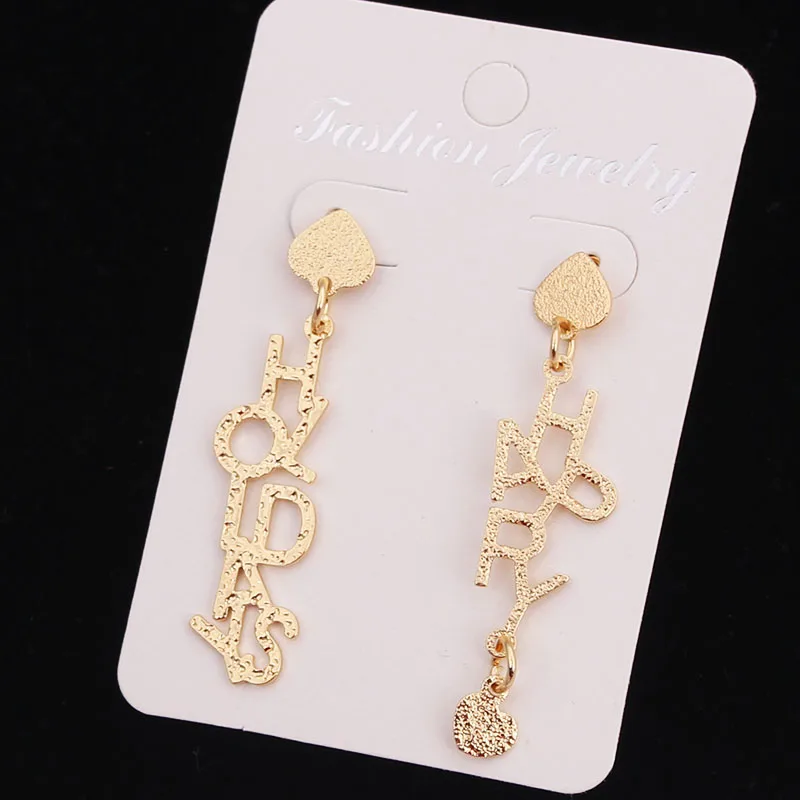 ES1299 модные Подвесные серьги в виде надписи Счастливые праздники винтажные